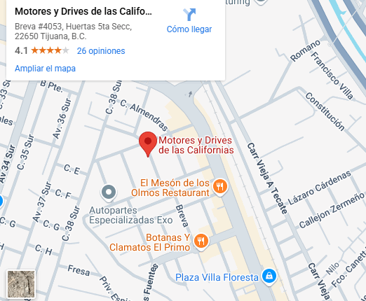 Mapa de Google de Motores y Drives